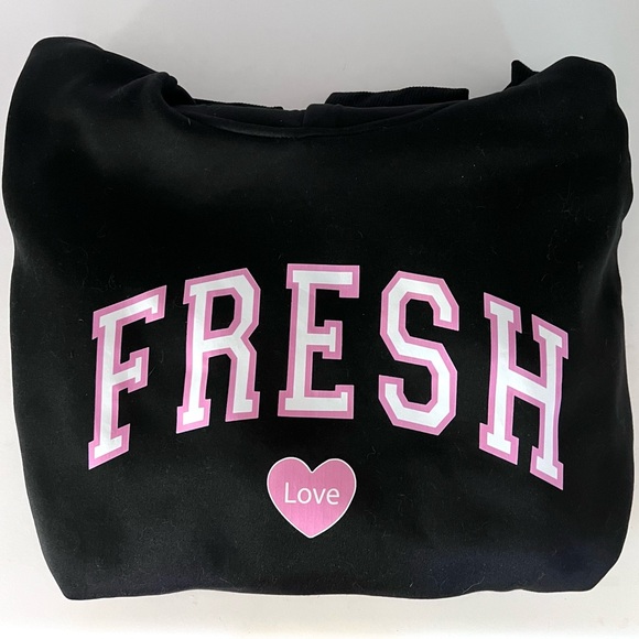 fresh Tops - Fresh Dark Gray Hoodie with Pink FRESH and HEART Accent XL